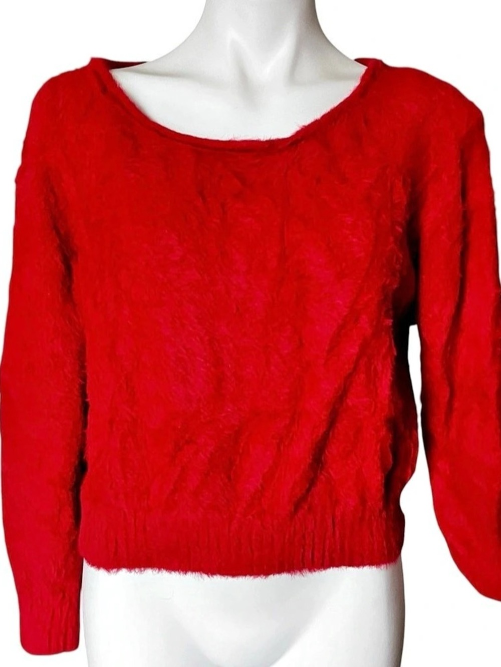 Victoria'S Secret Fuzzy Boatneck Neck Eyelash Sweater Red Size Small Like New